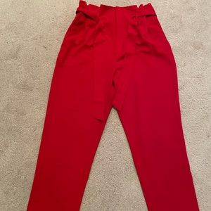 H&M paper bag high waist red trousers
